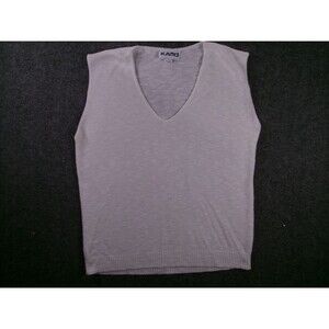Kamd Sweater Vest Womens M V Neck Acrylic Cream Vintage Sleeveless Lightweight